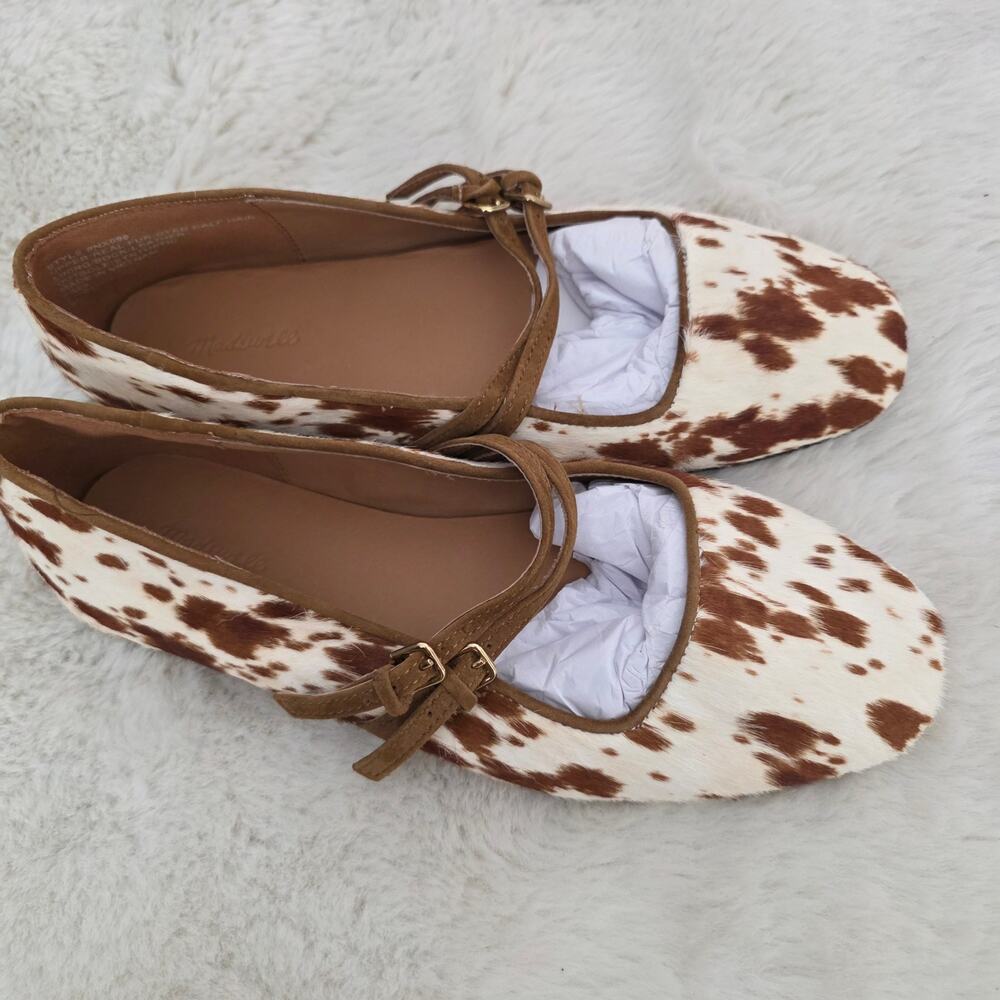 Madewell The Greta Double Strap Ballet Flat Russet Multi Cow Hair Mary Jane 7 - Picture 3 of 12